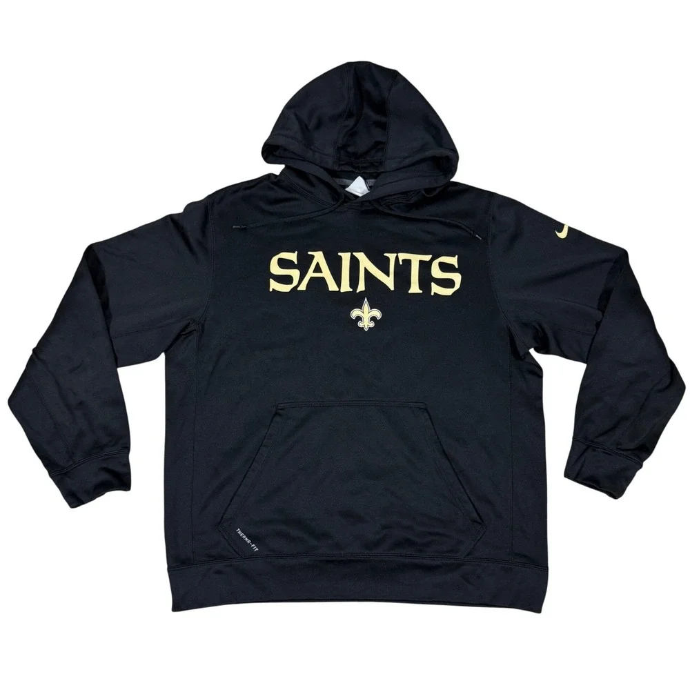 Nike New Orleans Saints Therma-Fit‎ Hoodie Men's XL Black Gold NFL Pullover